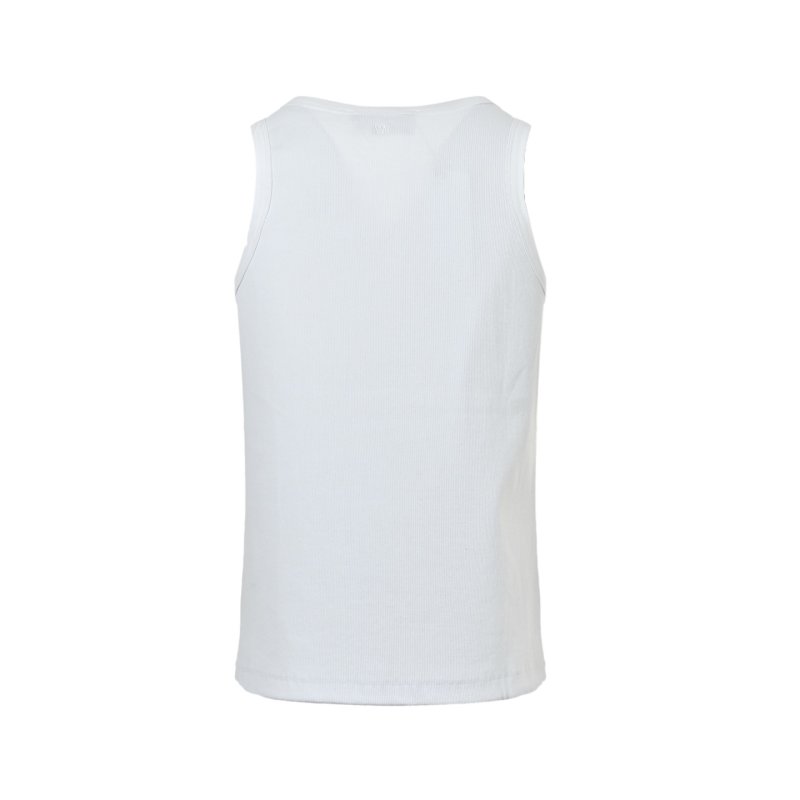 Essentials White Ribbed Tank Top with Black Logo view