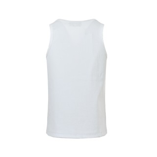 Essentials White Ribbed Tank Top with Black Logo view 11