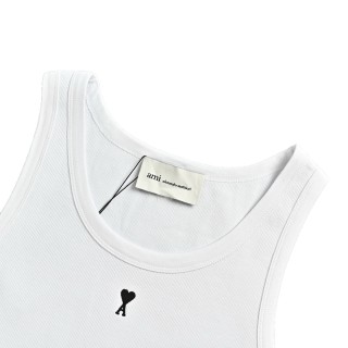 Essentials White Ribbed Tank Top with Black Logo view 12