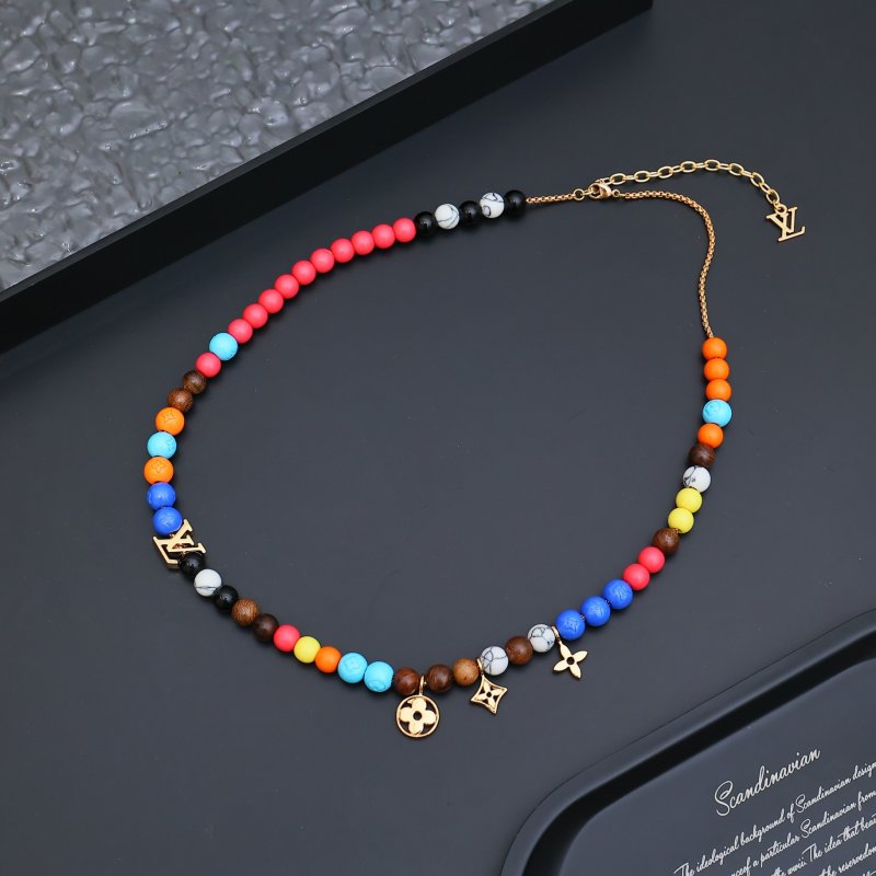 LV Surfin Beads Multicolor Necklace with Gold Charms