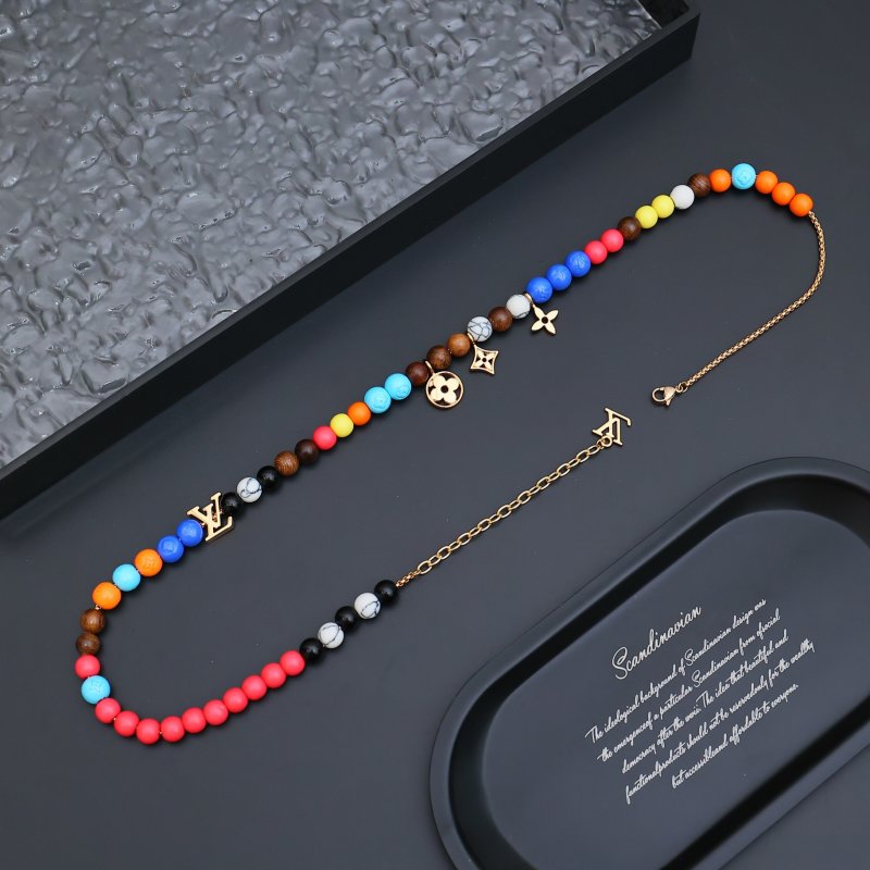 LV Surfin Beads Multicolor Necklace with Gold Charms view