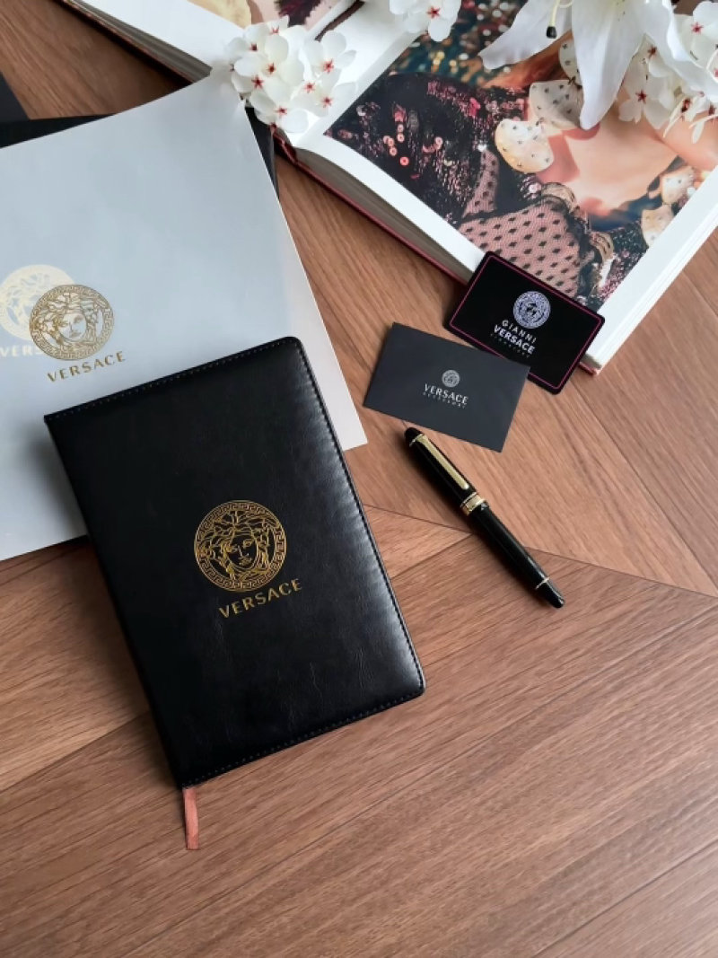 Versace Medusa Logo Leather Notebook Black