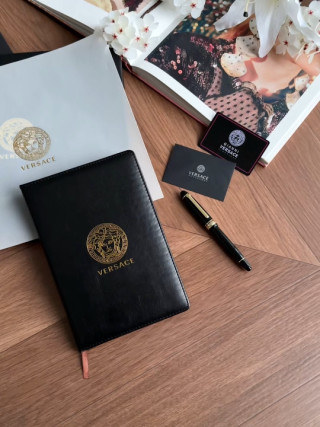Versace Medusa Logo Leather Notebook Black
