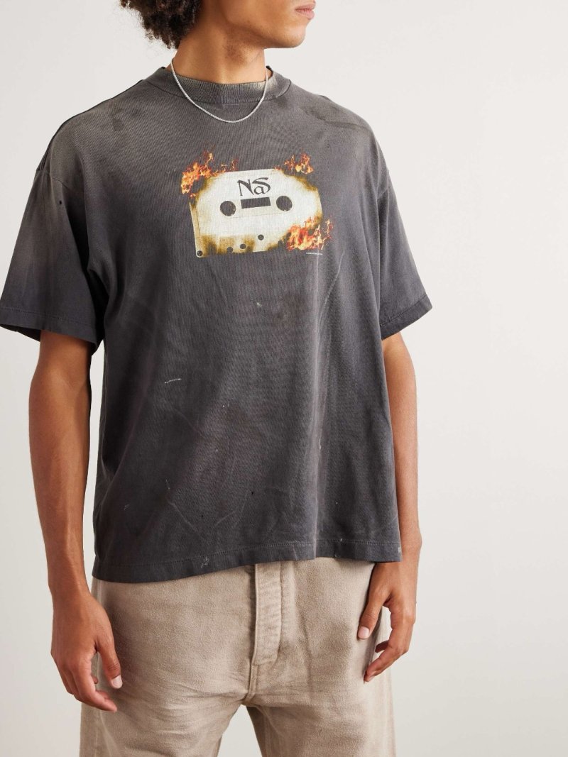 Nas Fire Graphic Black T-Shirt view