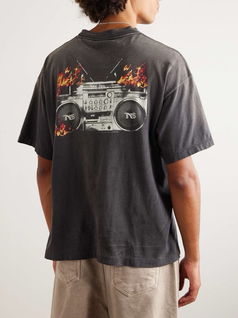 Nas Fire Graphic Black T-Shirt view