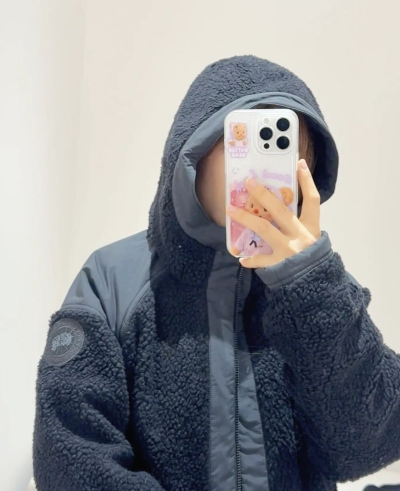 Sherpa Fleece Puffer Jacket - Charcoal Grey