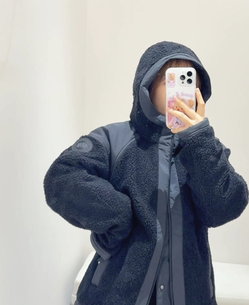 Sherpa Fleece Puffer Jacket - Charcoal Grey view