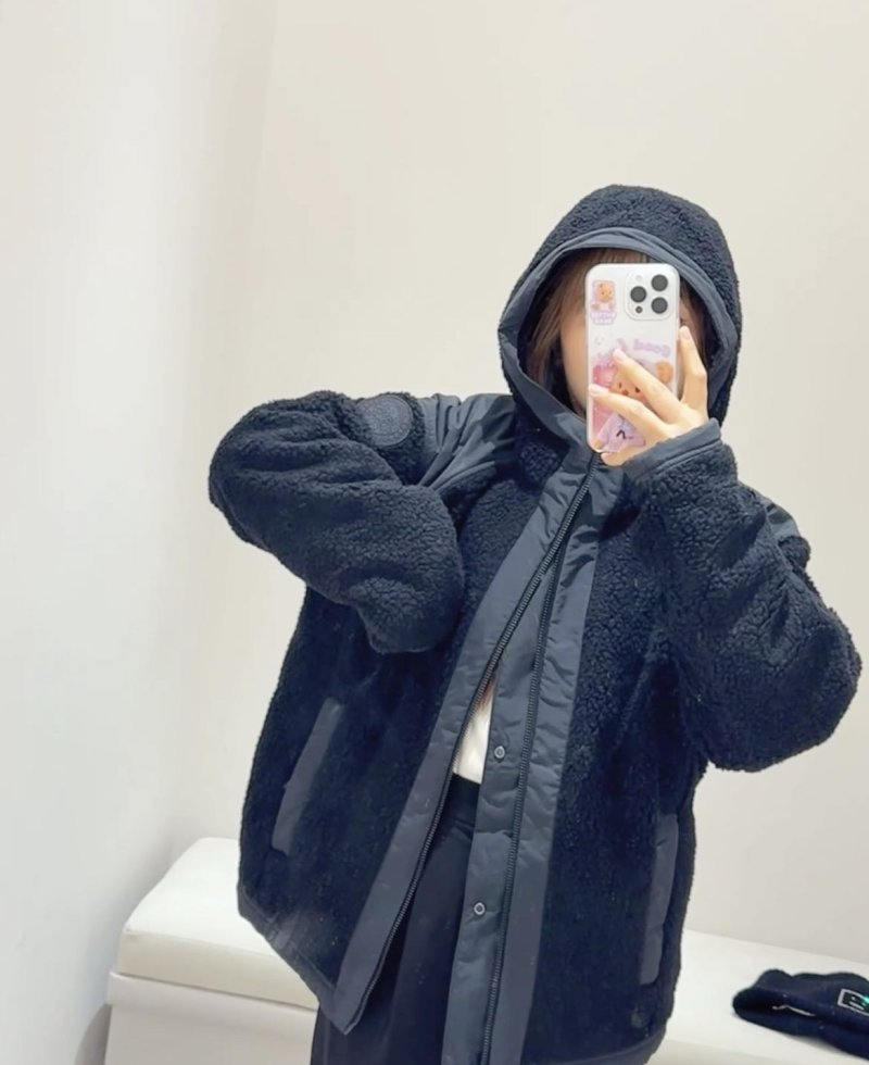 Sherpa Fleece Puffer Jacket - Charcoal Grey view