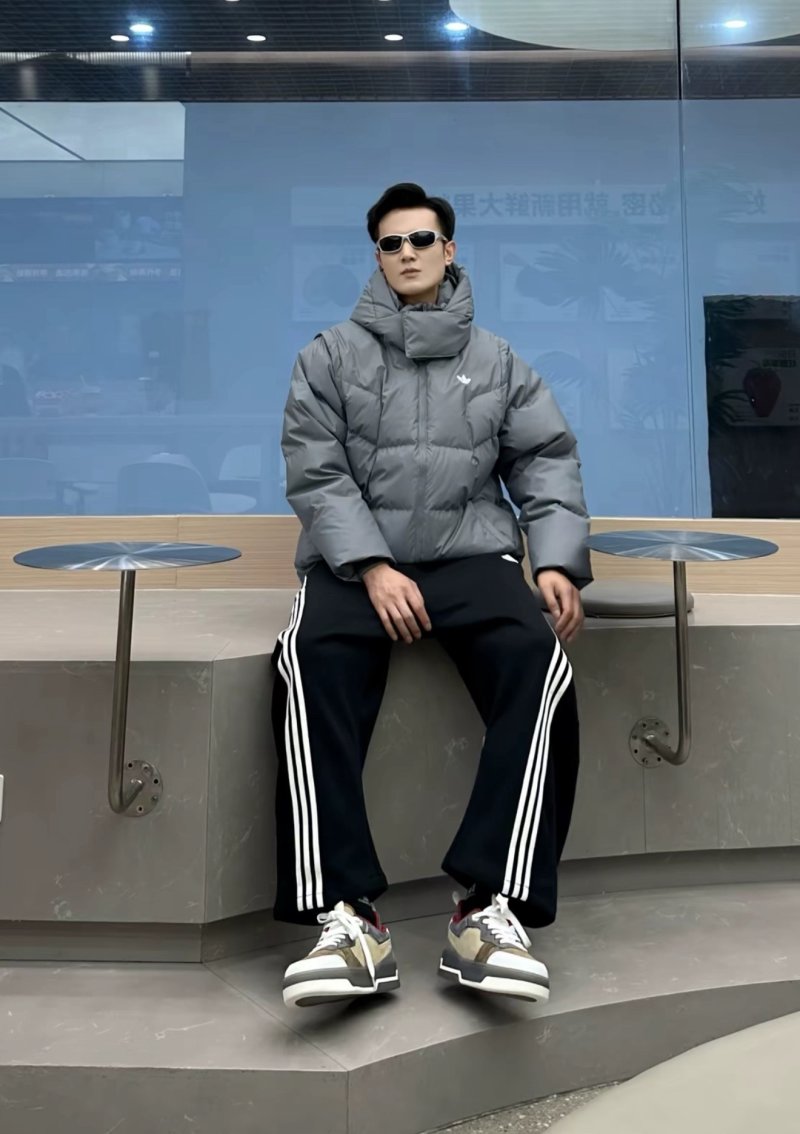 Grey Puffer Down Jacket - Oversized Fit