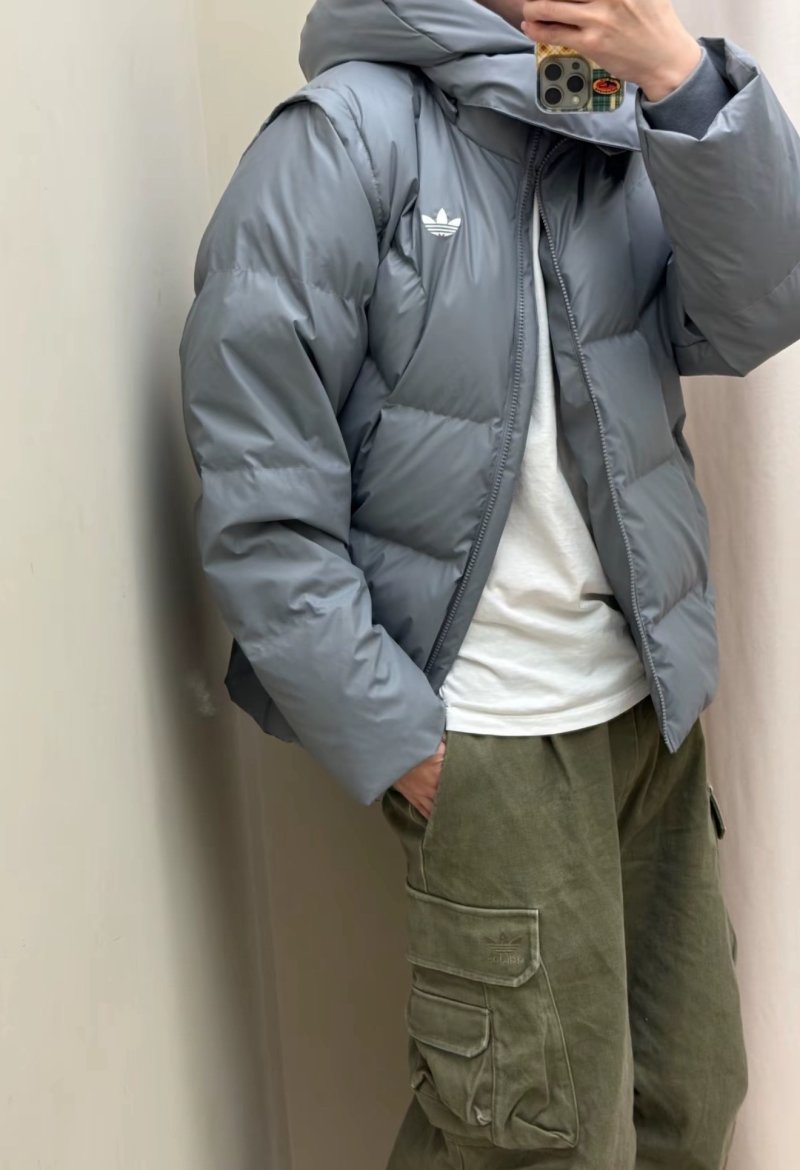 Grey Puffer Down Jacket - Oversized Fit view