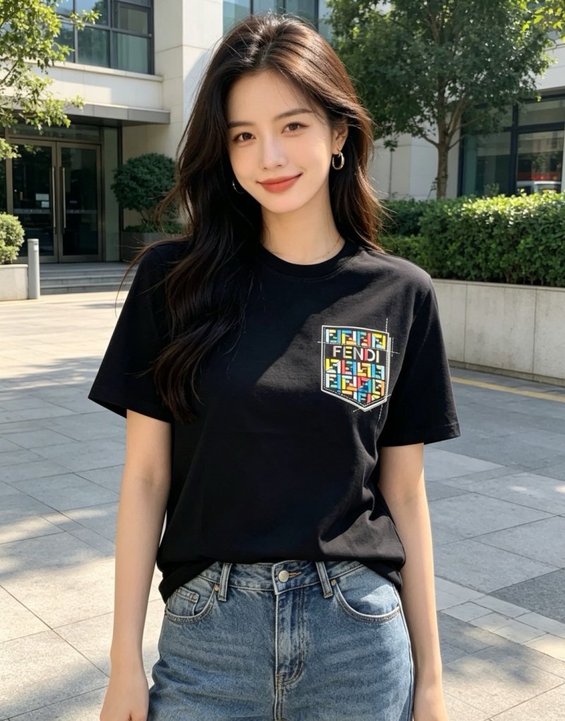 Fendi Zucca Pocket Logo Black T-Shirt