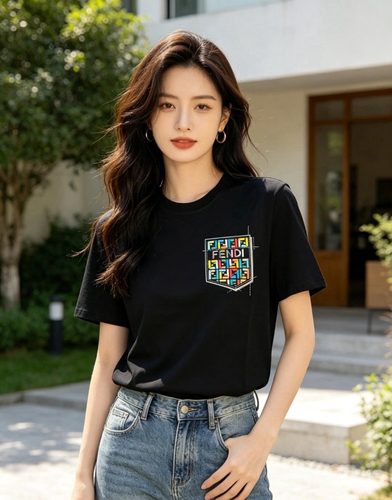 Fendi Zucca Pocket Logo Black T-Shirt view