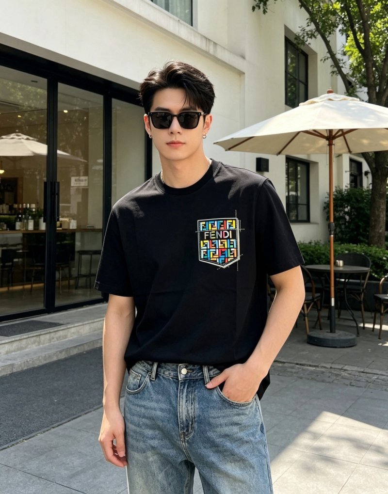 Fendi Zucca Pocket Logo Black T-Shirt view