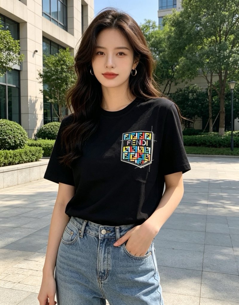 Fendi Zucca Pocket Logo Black T-Shirt view