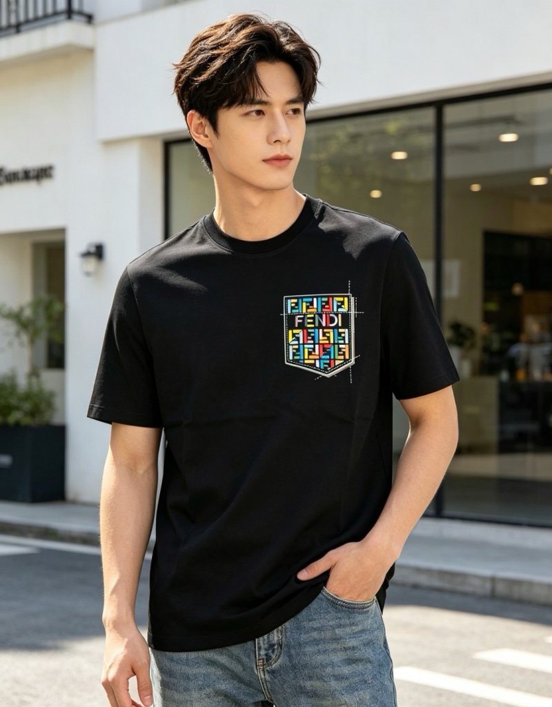 Fendi Zucca Pocket Logo Black T-Shirt view