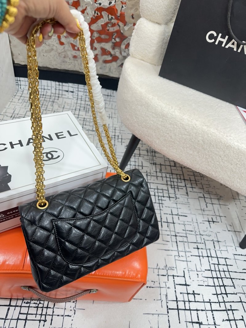 Chanel 2.55 Quilted Leather Shoulder Bag Black Gold Chain view