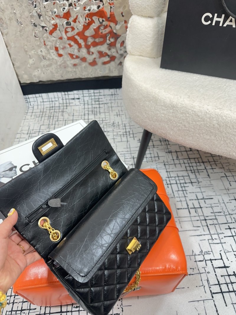 Chanel 2.55 Quilted Leather Shoulder Bag Black Gold Chain view