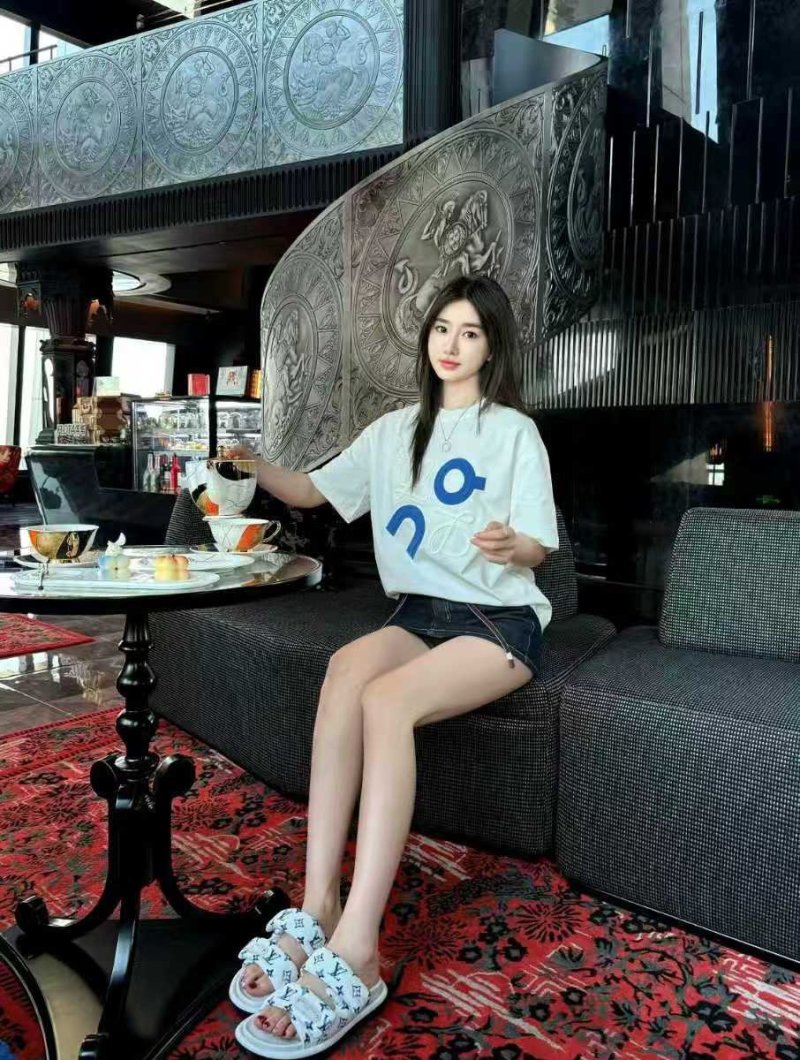 White Oversized T-Shirt with Blue Logo Print view