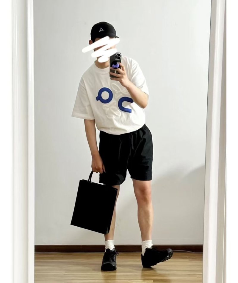 White Oversized T-Shirt with Blue Logo Print view