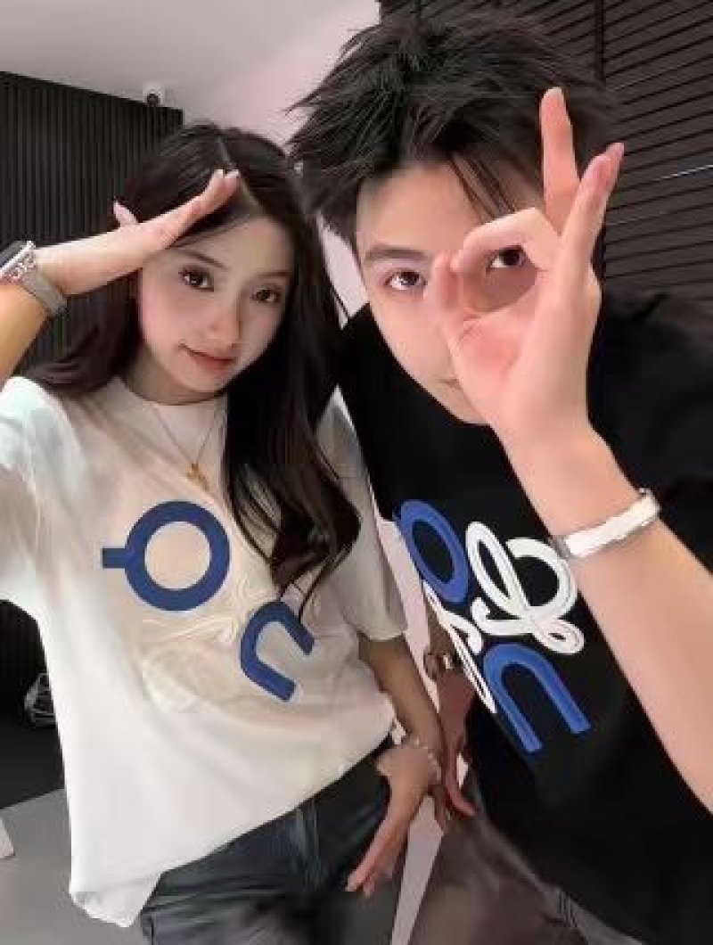 White Oversized T-Shirt with Blue Logo Print view