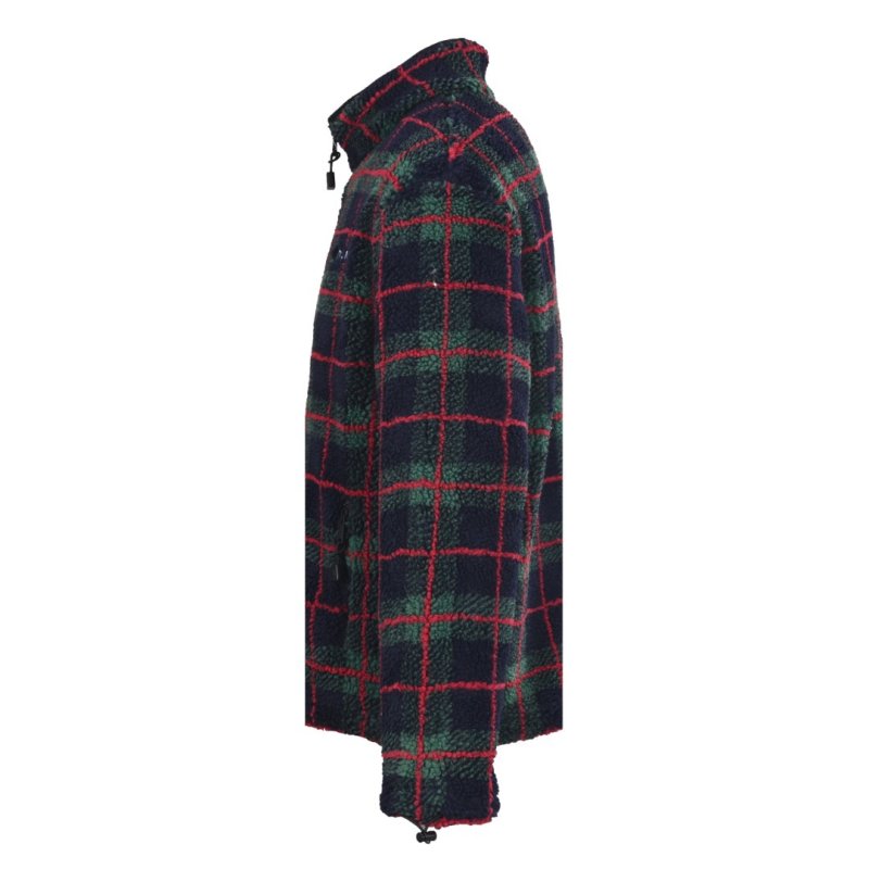 Miu Miu Checked Wool Fleece Jacket Navy Red Green view