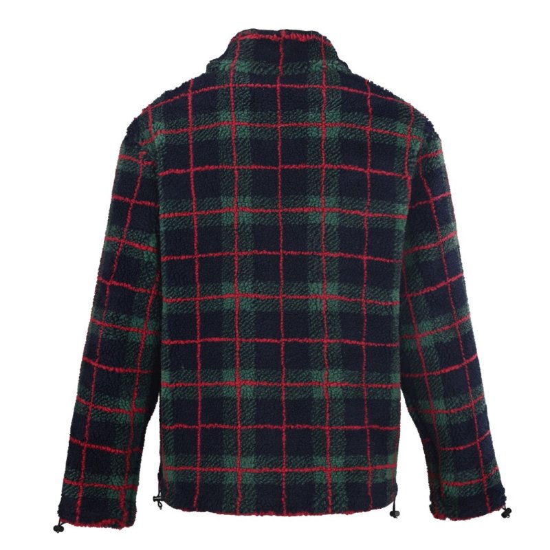 Miu Miu Checked Wool Fleece Jacket Navy Red Green view