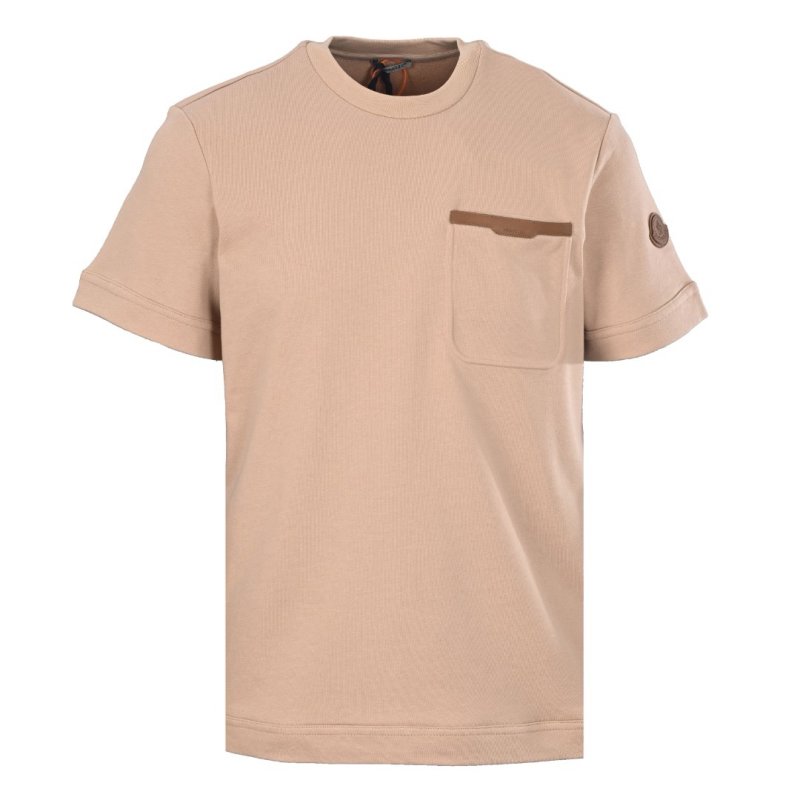Beige Oversized Short Sleeve T-Shirt with Chest Pocket view