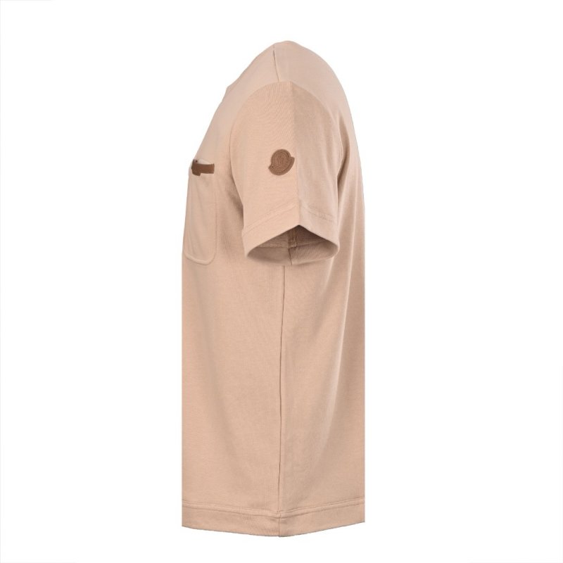 Beige Oversized Short Sleeve T-Shirt with Chest Pocket view