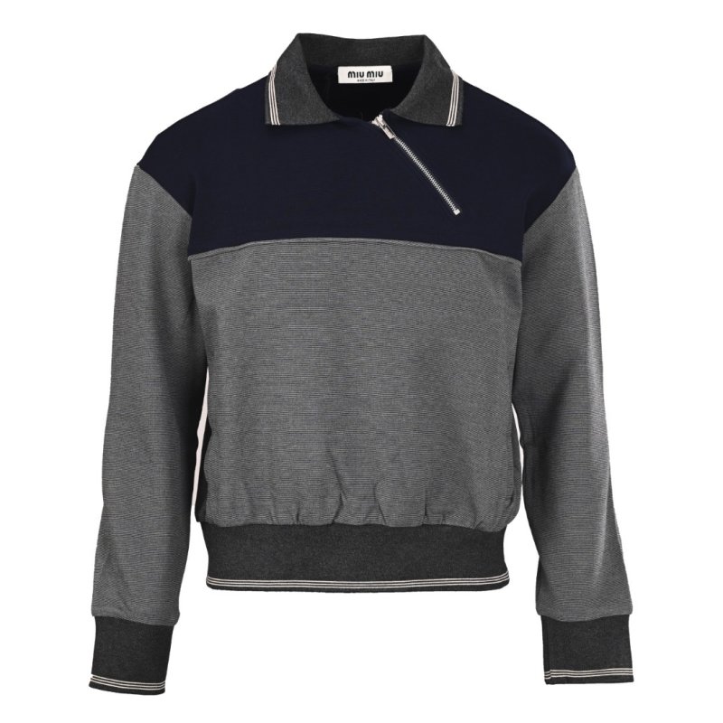 Color-Block Half-Zip Pullover Jacket Navy & Grey view