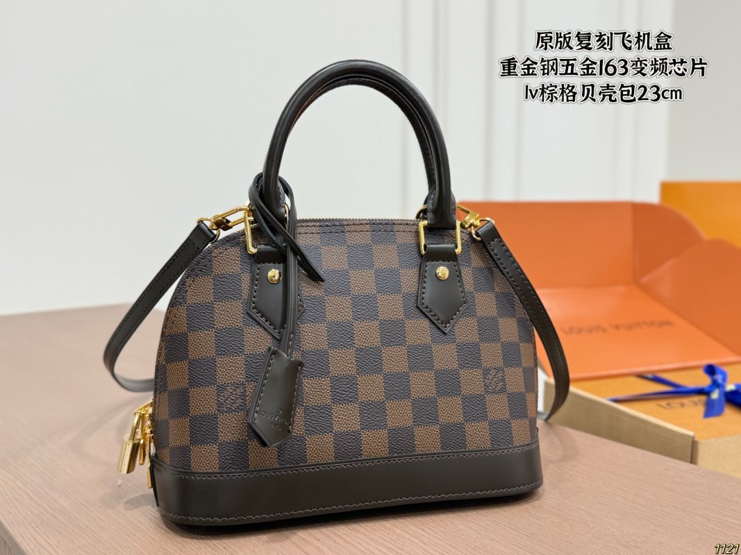 Louis Vuitton Damier Ebene Shell Handbag Brown