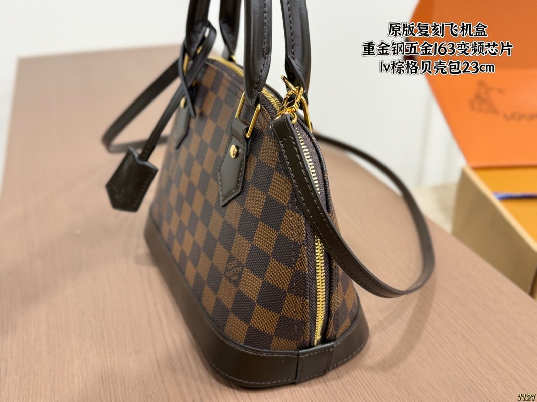 Louis Vuitton Damier Ebene Shell Handbag Brown view
