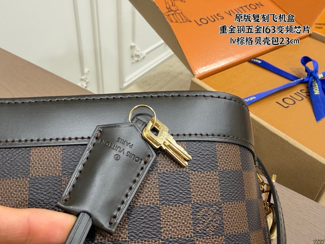 Louis Vuitton Damier Ebene Shell Handbag Brown view