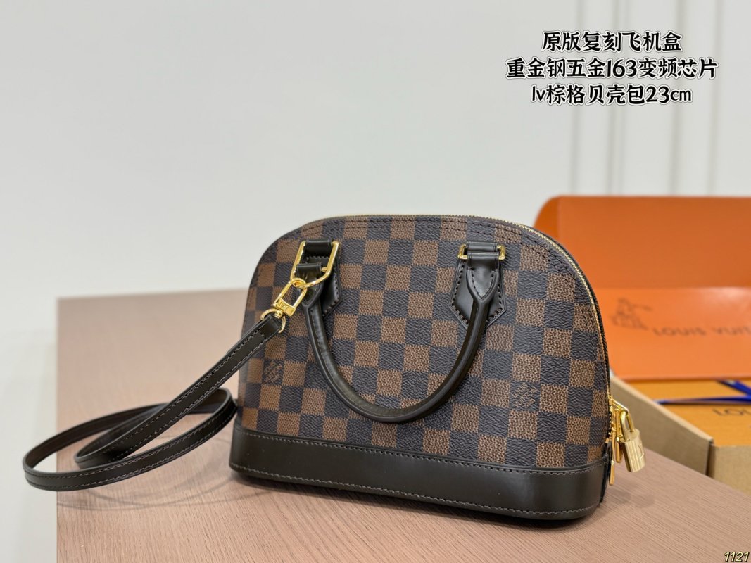 Louis Vuitton Damier Ebene Shell Handbag Brown view