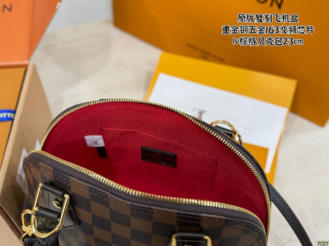 Louis Vuitton Damier Ebene Shell Handbag Brown view