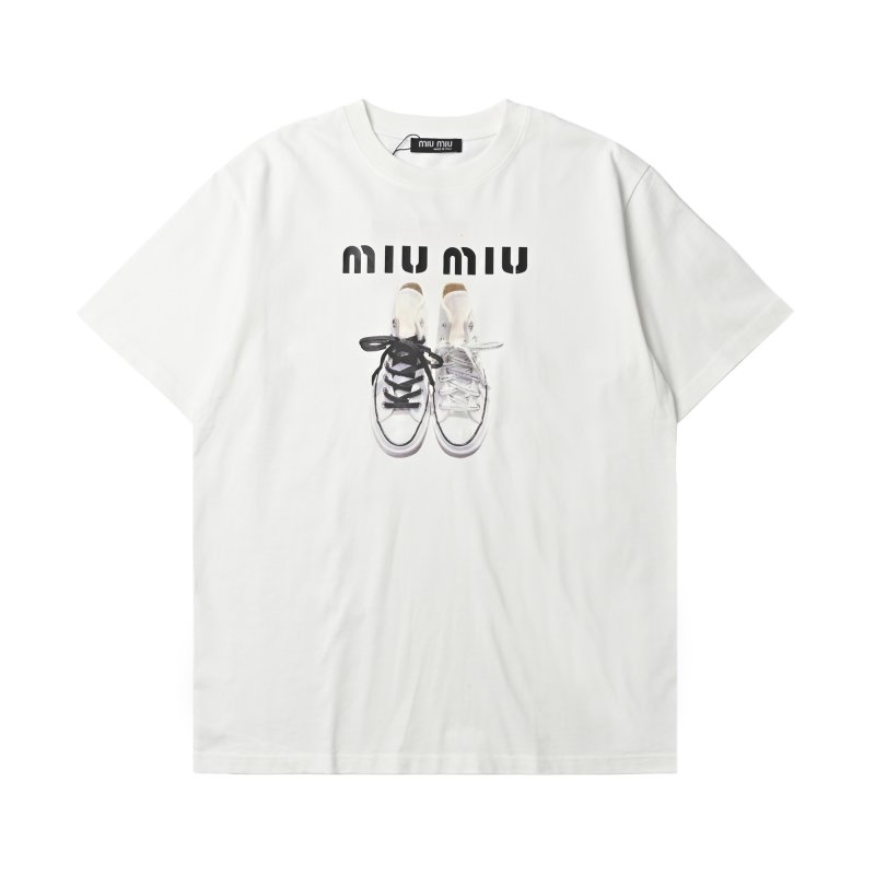 Miu Miu Sneaker Print White T-Shirt view