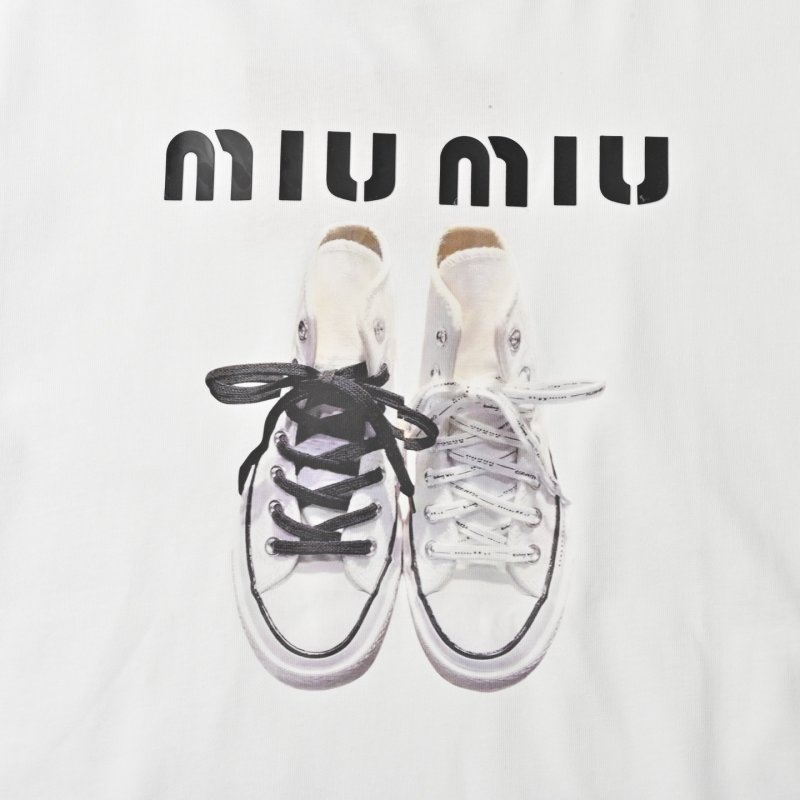 Miu Miu Sneaker Print White T-Shirt view