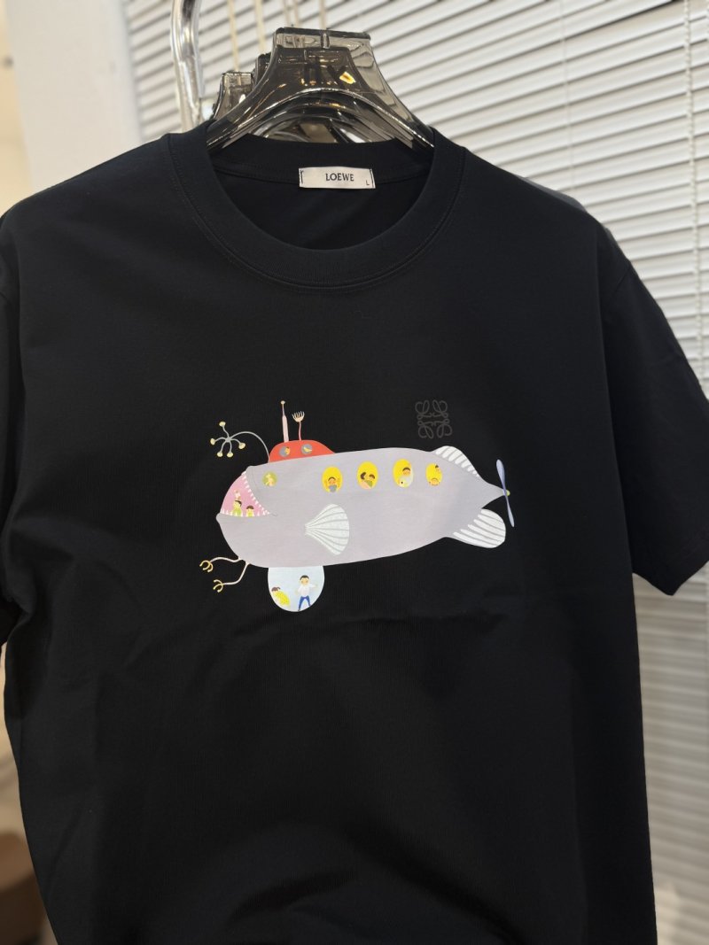 Loewe Black Short Sleeve T-Shirt with Embroidered Logo view