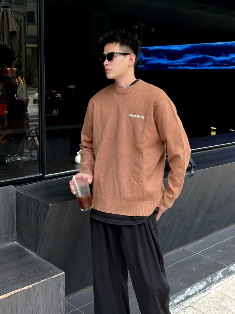 Balenciaga Camel Logo Crewneck Sweater