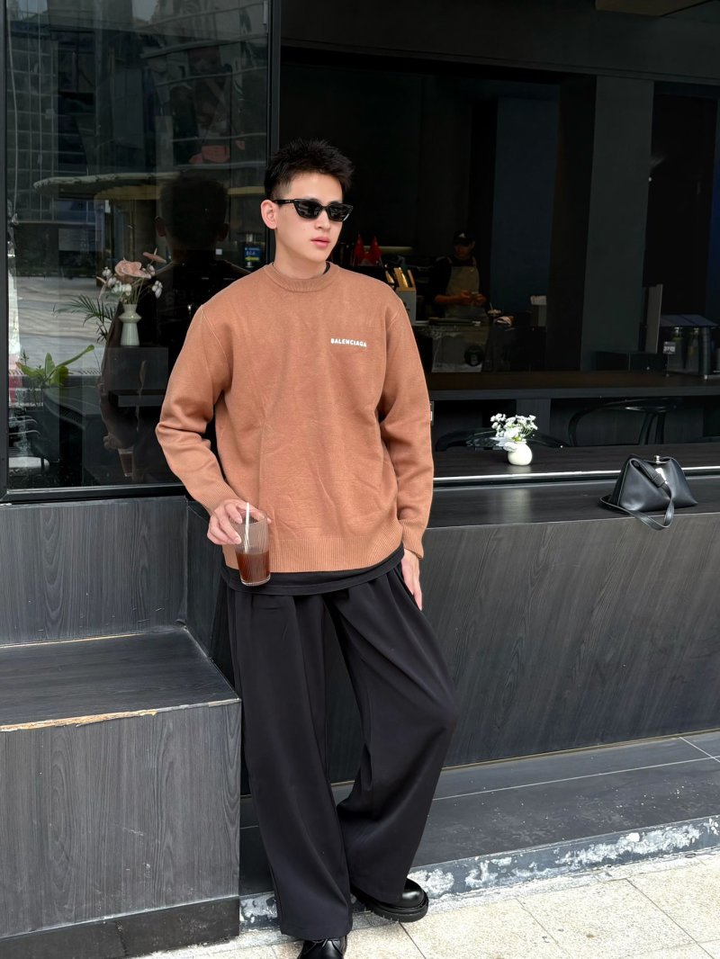 Balenciaga Camel Logo Crewneck Sweater view
