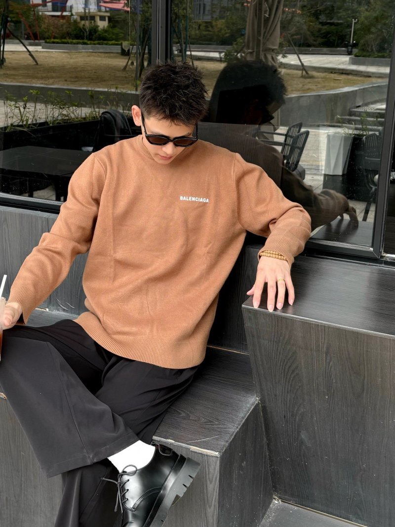 Balenciaga Camel Logo Crewneck Sweater view