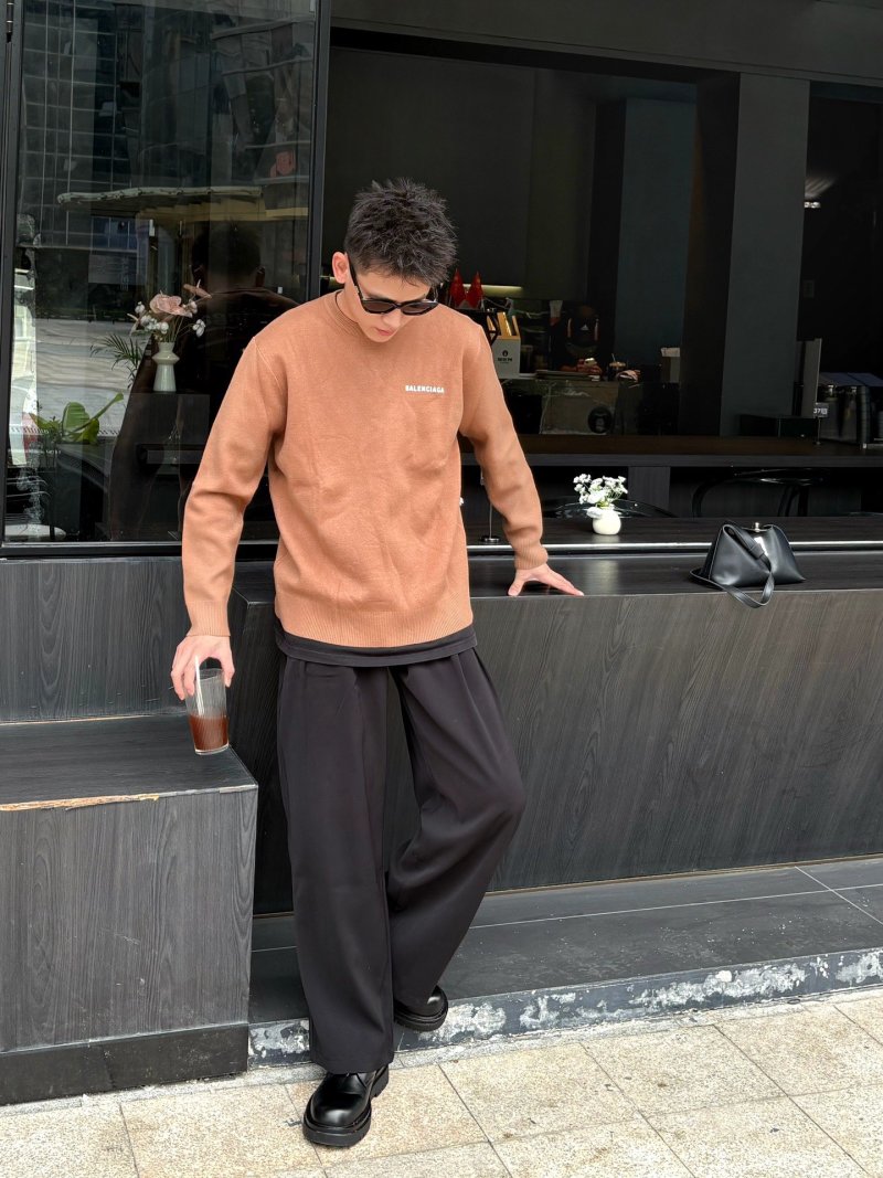 Balenciaga Camel Logo Crewneck Sweater view