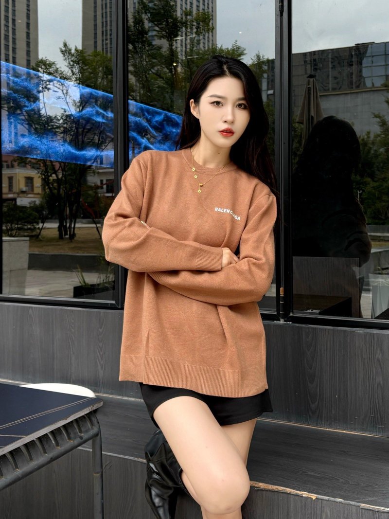 Balenciaga Camel Logo Crewneck Sweater view