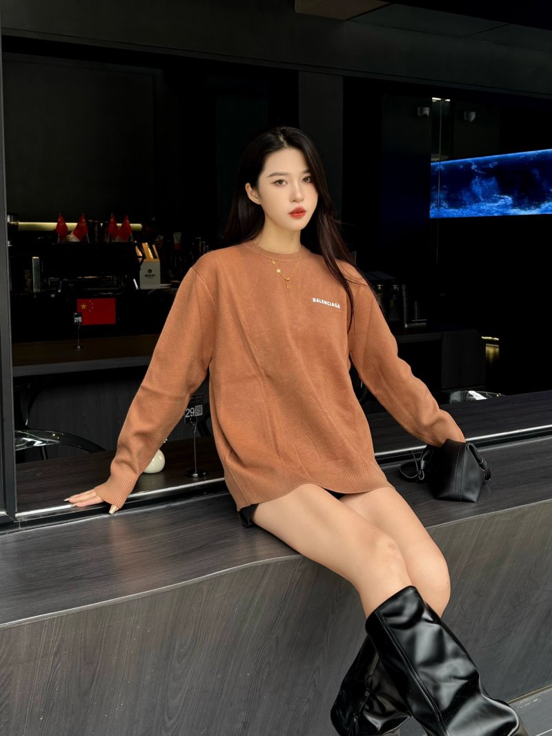 Balenciaga Camel Logo Crewneck Sweater view