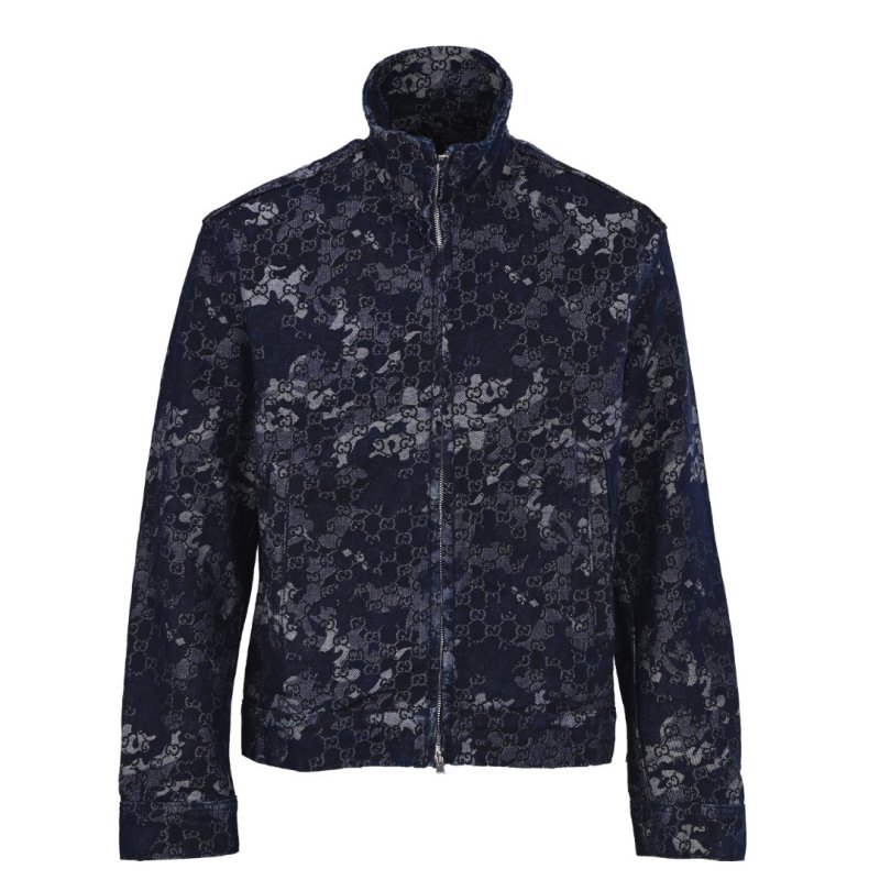Gucci GG Monogram Jacquard Denim Jacket Deep Navy