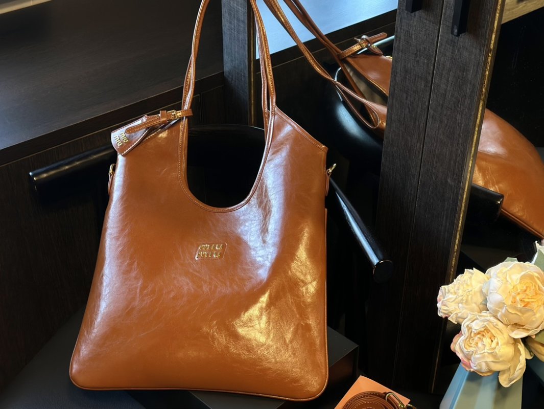 Miu Miu Cognac Leather Tote Bag 30cm view