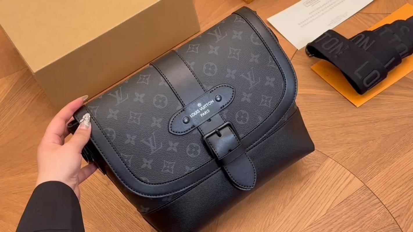 Louis Vuitton Monogram Canvas Shoulder Bag Black