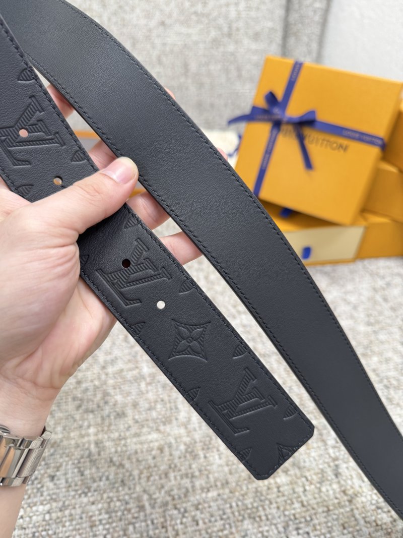 Louis Vuitton LV Monogram Black Leather Belt with Gold Buckle view