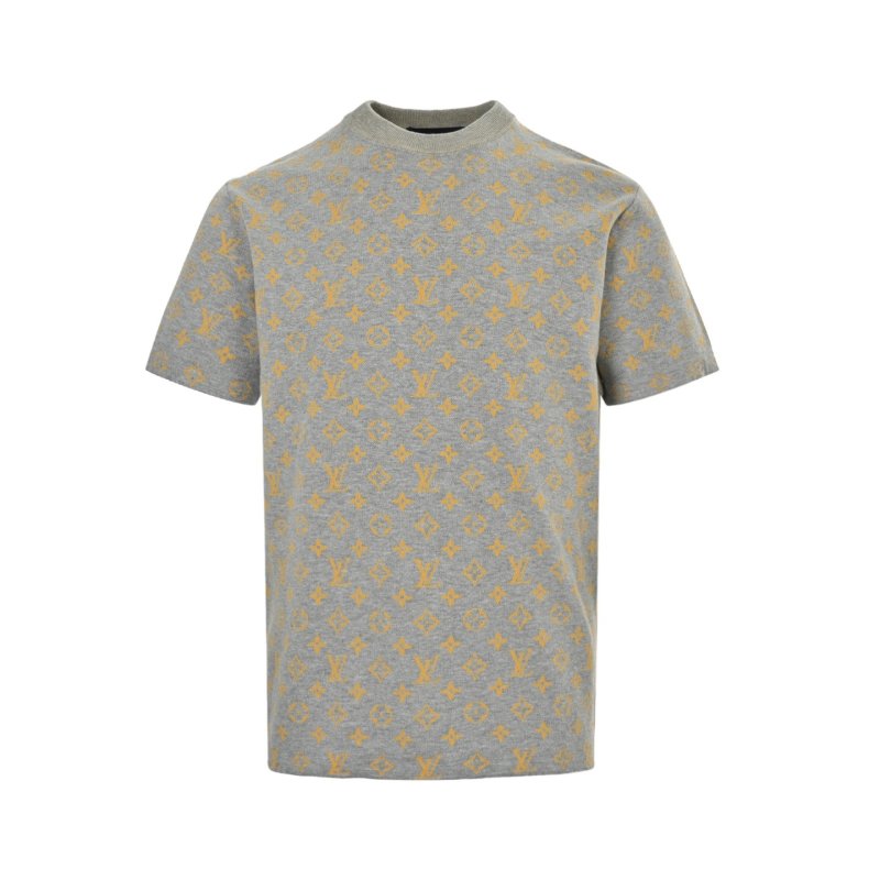 Grey & Gold Floral Print Short Sleeve T-Shirt view