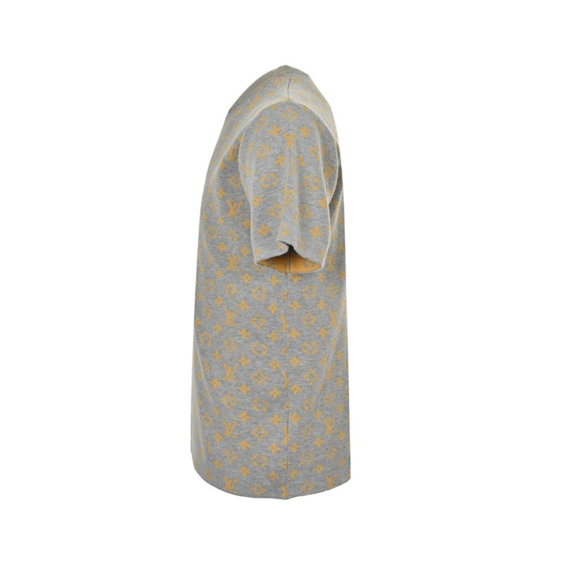 Grey & Gold Floral Print Short Sleeve T-Shirt view