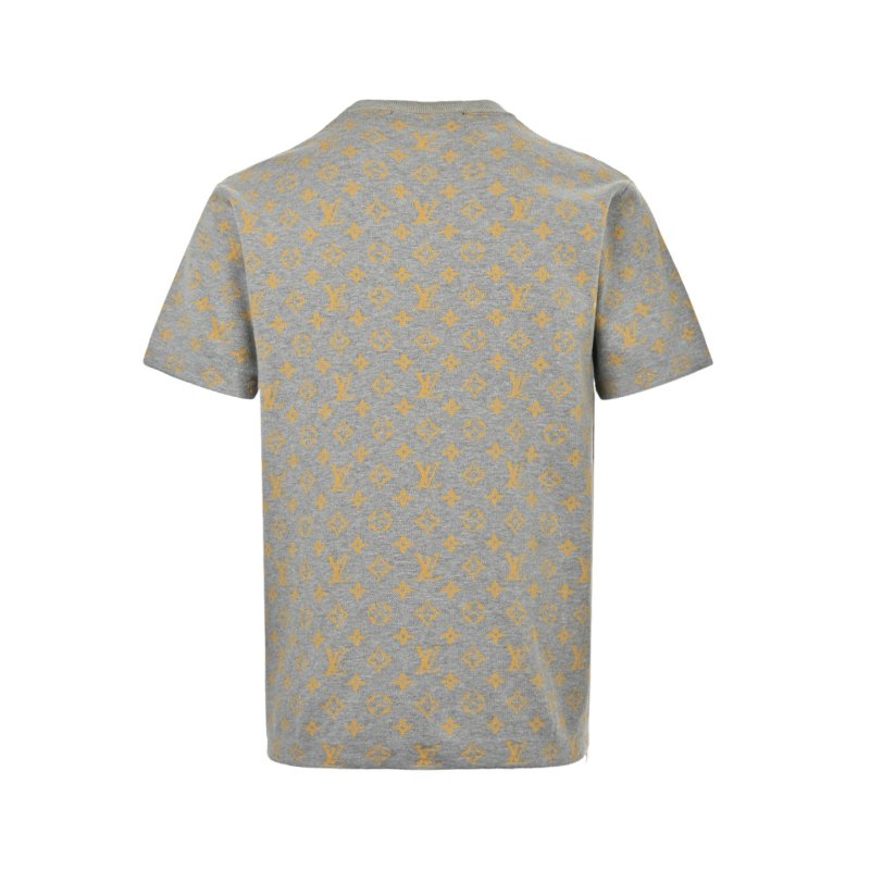 Grey & Gold Floral Print Short Sleeve T-Shirt view